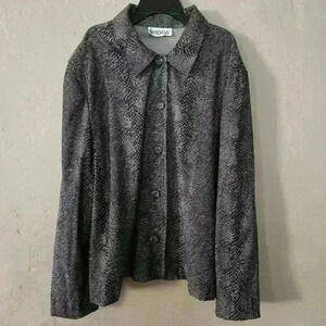 Briggs snake print button down top/jacket grey size large